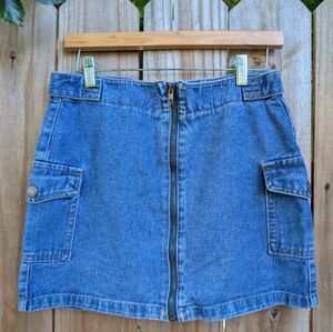 Sybilla Blue Jean Denim Cargo Zipper Mini Skirt